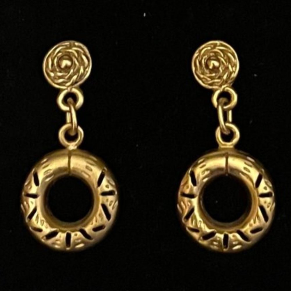 14K Gold Plated Precolombian Dangle Earrings